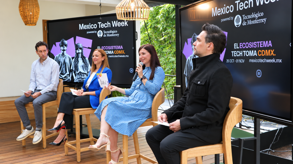 Panel de presentación de Mexico Tech Week 2026 ante medios y asistentes en CAMPUS WORTEV.